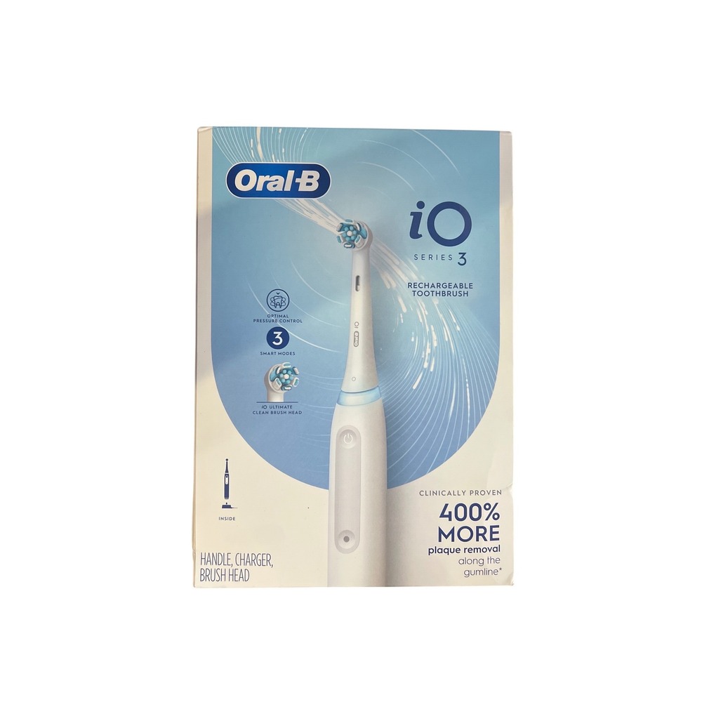 Oral-B iO Series 3 Rechargeable Electric Toothbrush Quite White 3 Modes New